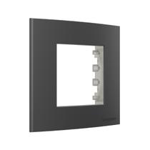 Placa + Suporte p/ Embutir Moveis 80x80 mm Grafite Sleek