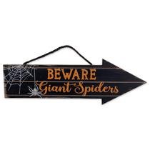 Placa Suspensa de Halloween DII Cuidado com Aranhas Gigantes