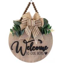 Placa suspensa de madeira Condorpasea 3D Welcome Home 30cm