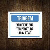 Placa Triagem Verifique Sua Temperatura Ao Chegar 27X35