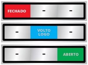 Placa Trilho Porta - Fechado - Volto Logo - Aberto - 30x7cm