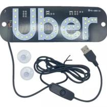 Placa Uber Para Carro Led Letreiro Motorista De Aplicativo - USB VENTOSA