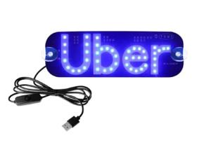 Placa Uber Ventosa Led Identificação Motorista Aplicativo