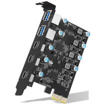 Placa USB PCIE YEELIYA de 5 portas (3x USB C, 2x Tipo A) para PC