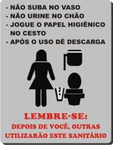 Placa USO DO BANHEIRO FEMININO - 13,5X17,5 CM PS 0,8MM - Fundo Prata