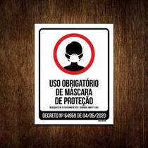 Placa Uso Obrigatório De Máscara De Proteção 18X23