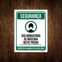 Placa Uso Obrigatório De Máscara Neste Prédio Governo 27X35 Placa Uso Obrigatório De Máscara Neste Prédio Governo 27X35