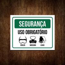 Placa Uso Obrigatório Epi Óculos Máscara Segurança