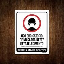 Placa Uso Obrigatório Máscara Estabelecimento Comércio 18X23 Placa Uso Obrigatório Máscara Estabelecimento Comércio 18X23