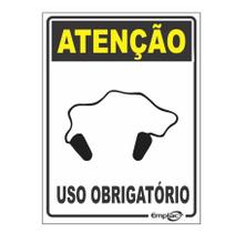 Placa - uso obrigatorio protetor auricular / em ps e.p.i. 20 x 15cm emplac br