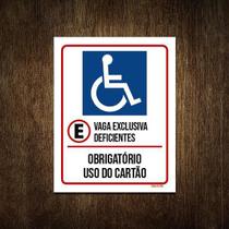 Placa Vaga Exclusiva Deficientes Obrigatório Cartão 18X23