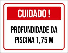 Placa Vermelha - Cuidado Profundidade Piscina 1,75M 36X46