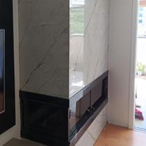 Placa Vinílica Marmorizada Decorativa Flexível Calacatta Crema 2,44m x 1,22m 2,97m2 de cobertura