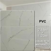 Placa Vinílica Marmorizada Decorativa Flexível Calacatta Matarazzo 2,44m x 1,22m - 2,97m² de cobertura