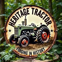 Placa Vintage Redonda De Alumínio Com Tema De Trator, Decoração De Parede De Metal Para Agricultura,