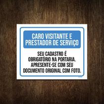 Placa Visitantes Prestadores Cadastro Obrigatório 27X35