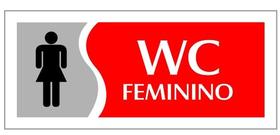 Placa - wc feminino - vermelha / em ps 20 x 7cm emplac br Placa - wc feminino - vermelha / em ps 20 x 7cm emplac br