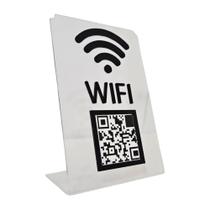 Placa Wifi Display Qr Code Acrílico Transparente e Preto Enfeite Balcão Restaurante Placa Wifi Display Qr Code Acrílico Transparente e Preto Enfeite Balcão Restaurante