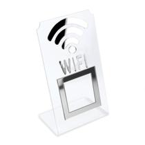 Placa Wifi Qr Code Display Acrílico Mesa Balcão Transparente Placa Wifi Qr Code Display Acrílico Mesa Balcão Transparente