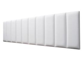 Placas Cabeceira Modulada Adesiva King Estofada Sintético Branco - 200cm x 60cm Kit 10 Placas