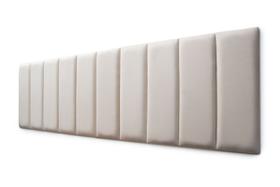 Placas Cabeceira Modulada Adesiva King Estofada Suede Off White - 200cm x 60cm Kit 10 Placas