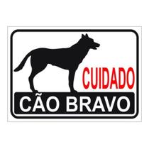 Placas Cuidado Cão Bravo Advertência Cachorro Kit C/3 - Acompanha fita para fixação.