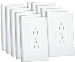 Placas de acabamento para tomadas ZEFTV 10 unidades 1 módulo branco em termoplástico Placas de acabamento para tomadas ZEFTV 10 unidades 1 módulo branco em termoplástico