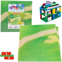 Placas de base para construção de tijolos SCS Direct 10x10 Large Grassy Field (pacote com 2)