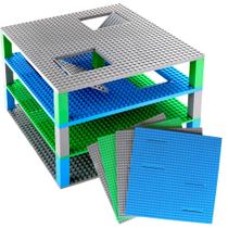 Placas de base Strictly Briks Classic Trap & Gap, pacote com 4, azul/verde/cinza