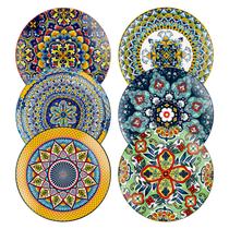 Placas de cerâmica HENXFEN LEAD 22 cm, conjunto de 6, estilo boêmio