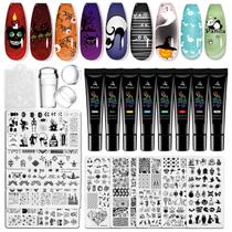 Placas de estampagem de unhas Biutee 8 peças com 10 peças de gel de estampagem de esmalte