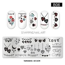 Placas De Estampagem Para Unhas Com Design De Flores De Rosas E Corações Para O Dia Dos Namorados,