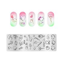 Placas De Estampagem Para Unhas Com Design De Flores De Rosas E Corações Para O Dia Dos Namorados,