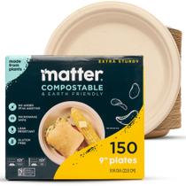 Placas de fibra premium compostáveis Matter 23 cm, pacote 150