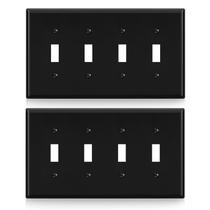 Placas de parede ELEGRP 4-Gang Toggle Switch Unbreakable Black