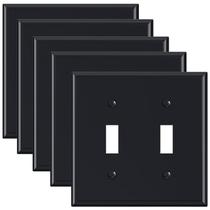 Placas de parede ELEGRP Glossy Black 2-Gang Toggle Switch (pacote com 5)