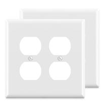 Placas de parede ELEGRP Receptáculo duplex de 2 gangues, de tamanho médio, branco Placas de parede ELEGRP Receptáculo duplex de 2 gangues, de tamanho médio, branco