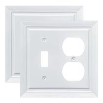 Placas de parede Funkiim Bamboo Fiber 2 Gang Toggle Duplex White 2PK