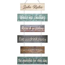 Placas de parede Hotop Lake Rule Lake House Decor Placa de metal