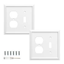 Placas de parede Mrayaki Combo 2 Gang Toggle Duplex White Fiber Placas de parede Mrayaki Combo 2 Gang Toggle Duplex White Fiber