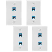 Placas de parede Weewooday Cat6 Ethernet de 2 portas de 4 peças Placas de parede Weewooday Cat6 Ethernet de 2 portas de 4 peças
