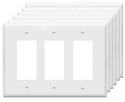Placas de parede ZEFTV 3-Gang Switch Outlet Electrical White x6 Placas de parede ZEFTV 3-Gang Switch Outlet Electrical White x6