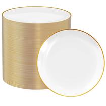Placas de plástico FOCUSLINE 7 polegadas e 100 unidades com borda dourada Placas de plástico FOCUSLINE 7 polegadas e 100 unidades com borda dourada