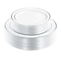 Placas de plástico I00000 Silver com borda de prata branca 60 unidades Placas de plástico I00000 Silver com borda de prata branca 60 unidades