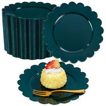 Placas de plástico LIYH 200 unidades de verde escuro com garfos dourados de 7,5 polegadas Placas de plástico LIYH 200 unidades de verde escuro com garfos dourados de 7,5 polegadas