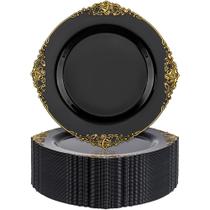 Placas de plástico Nervure Preto/Dourado 10,25 polegadas 100 unidades Placas de plástico Nervure Preto/Dourado 10,25 polegadas 100 unidades