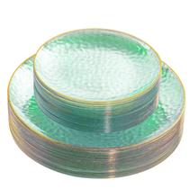 Placas de plástico Rubtlamp 60 Green Hammered com borda dourada
