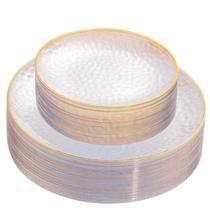 Placas de plástico Rubtlamp Clear com borda dourada 60 unidades para casamento