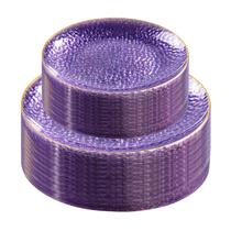 Placas de plástico Rubtlamp Purple Clear com borda dourada 60 unidades