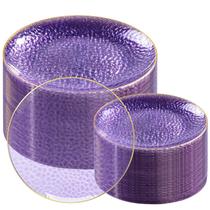 Placas de plástico Rubtlamp roxo com borda dourada 100 unidades Placas de plástico Rubtlamp roxo com borda dourada 100 unidades